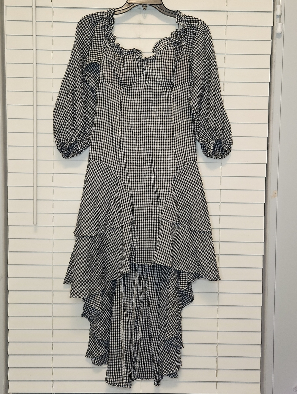 Mossman Black and White Gingham Ruffle High-Low Dress Size 8 Whimsygoth! Fairy!